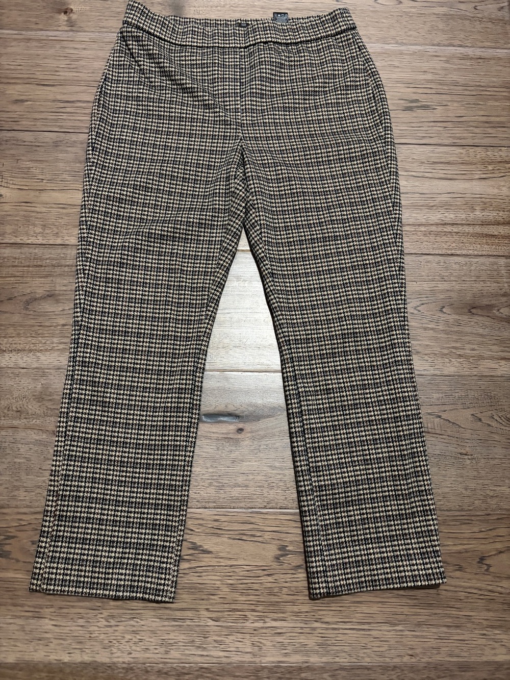 RW&CO. Houndstooth Pull-On Pants - Brown and Cream